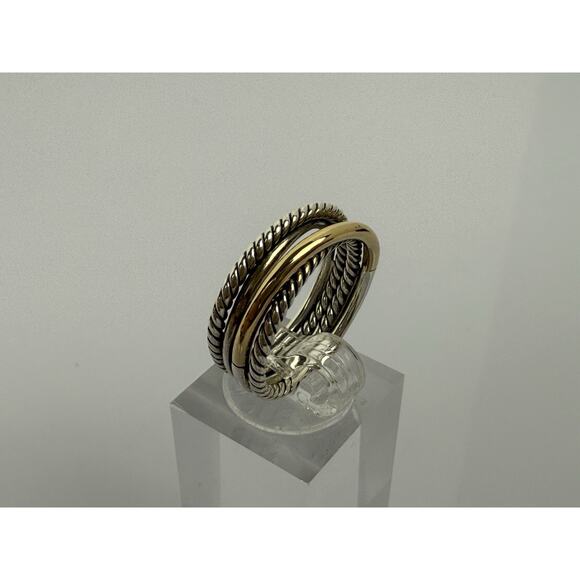 David Yurman Jewelry - David Yurman Crossover Band Ring 6.8mm Steerling Silver & 18K Gold Size 6.25